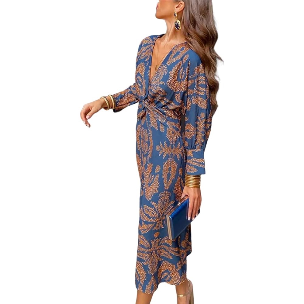 Groovy Blue Patterned sexy Dress - Picture 2 of 13